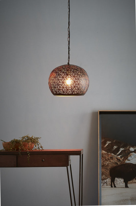 Kappa Small - Bronze - Perforated Dome Pendant Light-abc