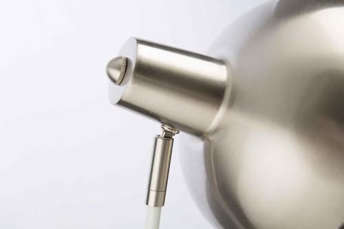 Cambridge Iron Table Lamp with Brushed Steel Shade and Base with Matt White Arm-abc