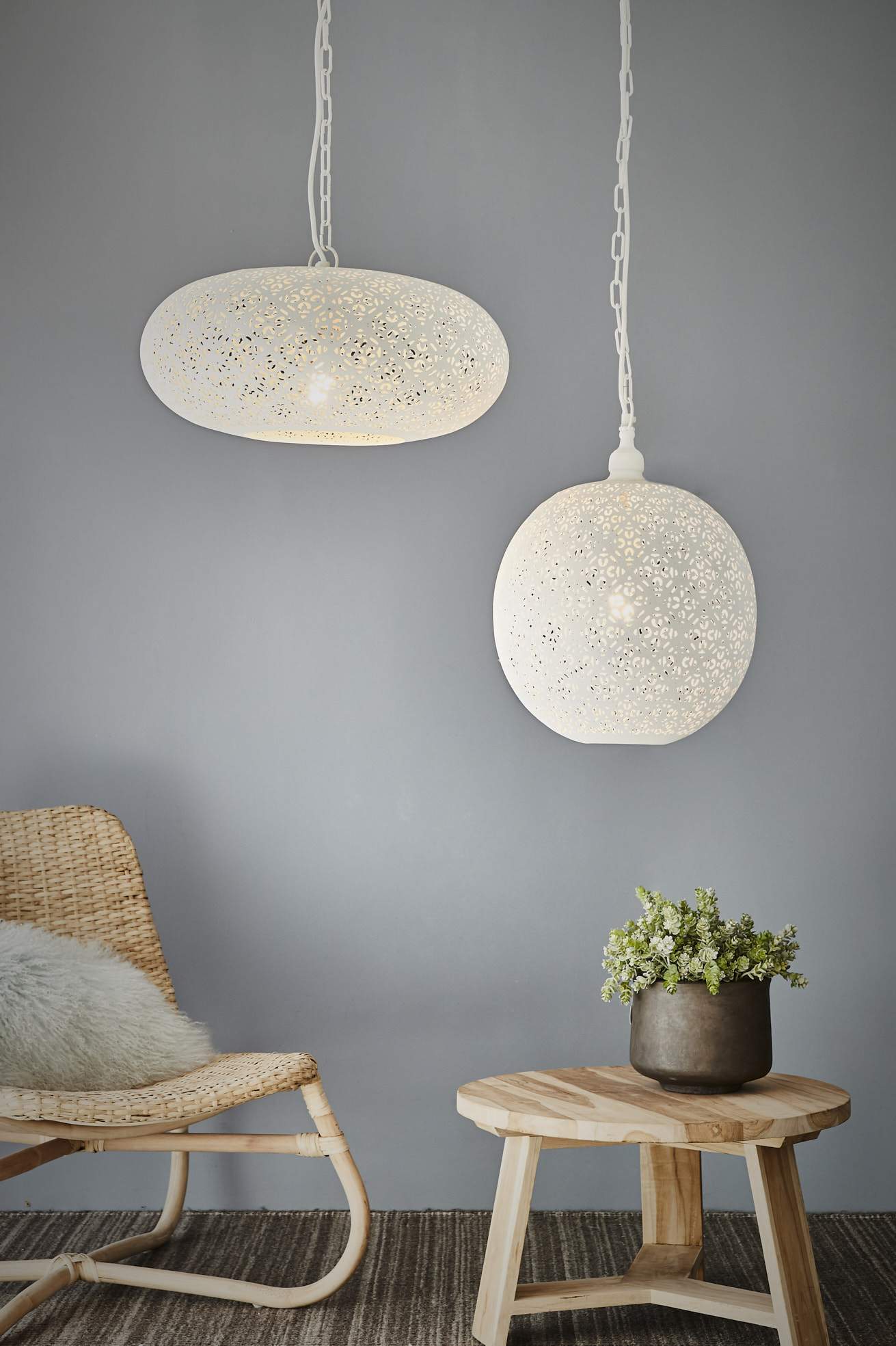 Titan - White - Perforated Ellipse Pendant Light-abc