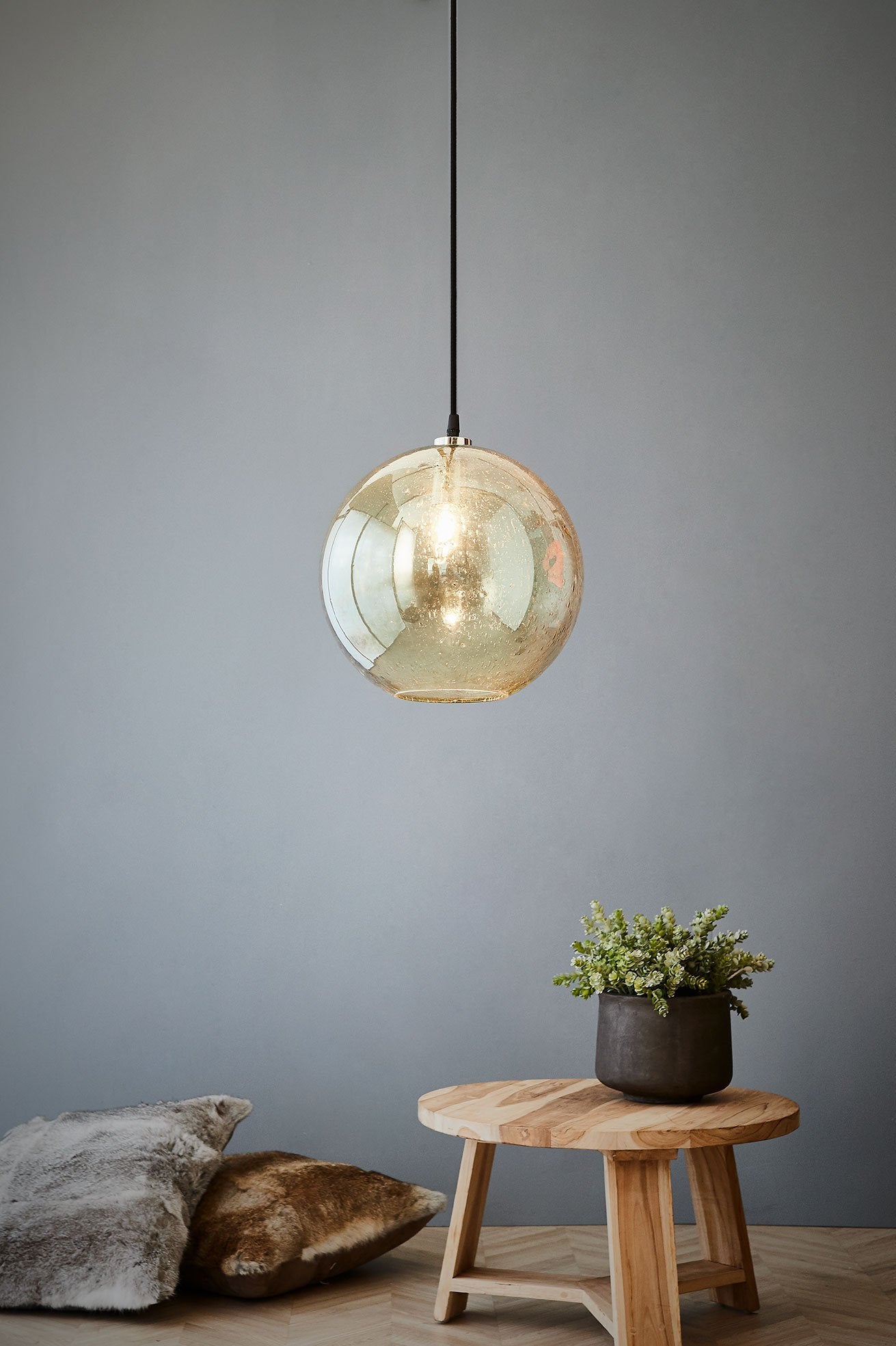 Lustre Ball - Pale Green - Stone Effect Glass Ball Pendant Light-abc