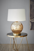 Lustre Ball Table - Pale Gold - Stone Effect Glass Ball Table Lamp-abc