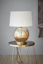 Lustre Ball Table - Pale Gold - Stone Effect Glass Ball Table Lamp-abc