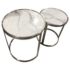 Sterling Side Table Set White Marble-abc