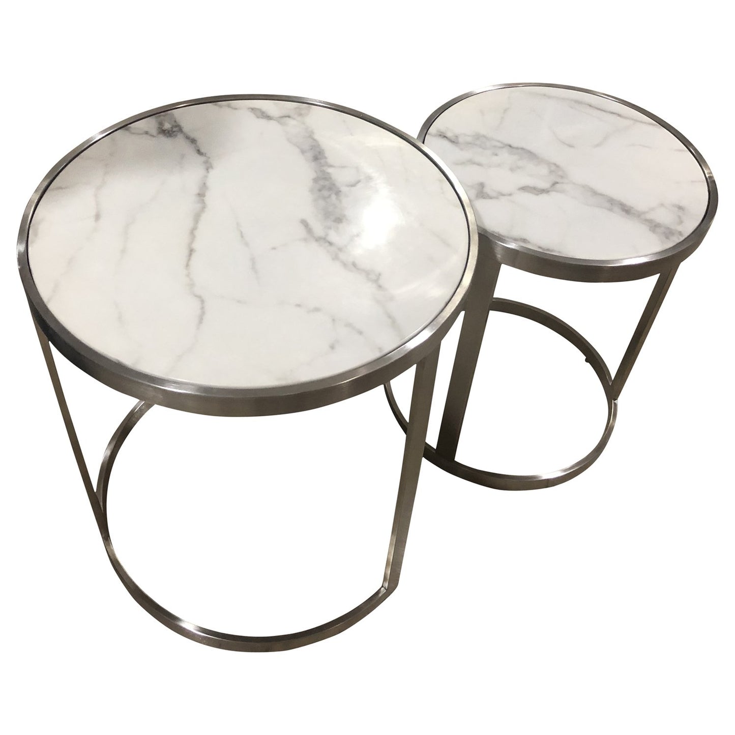 Sterling Side Table Set White Marble-abc