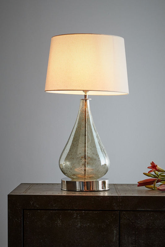 Lustre Teardrop Table - Pale Green - Stone Effect Glass Teardrop Table Lamp-abc