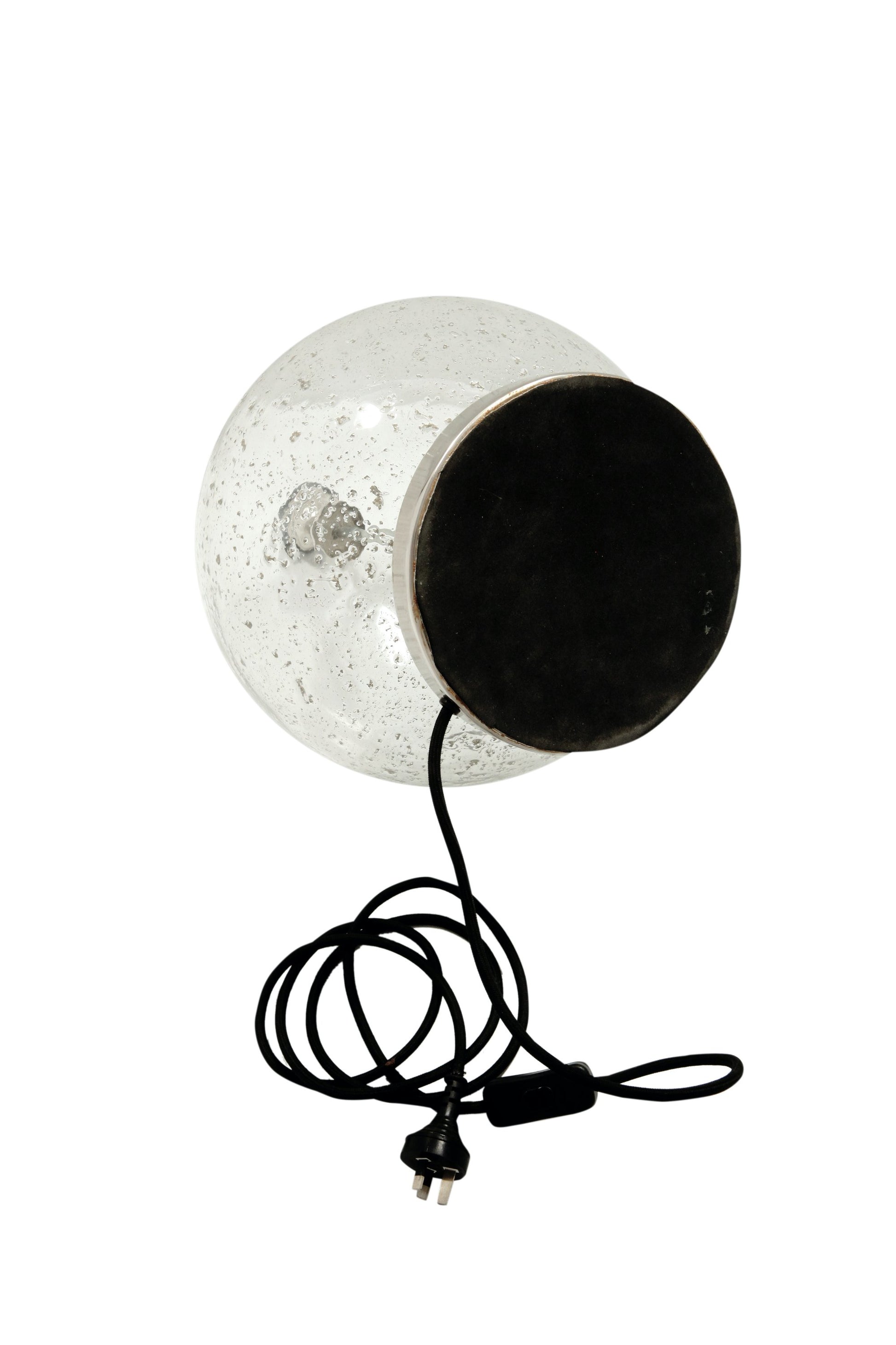 Lustre Ball Table - Clear - Stone Effect Glass Ball Table Lamp-abc