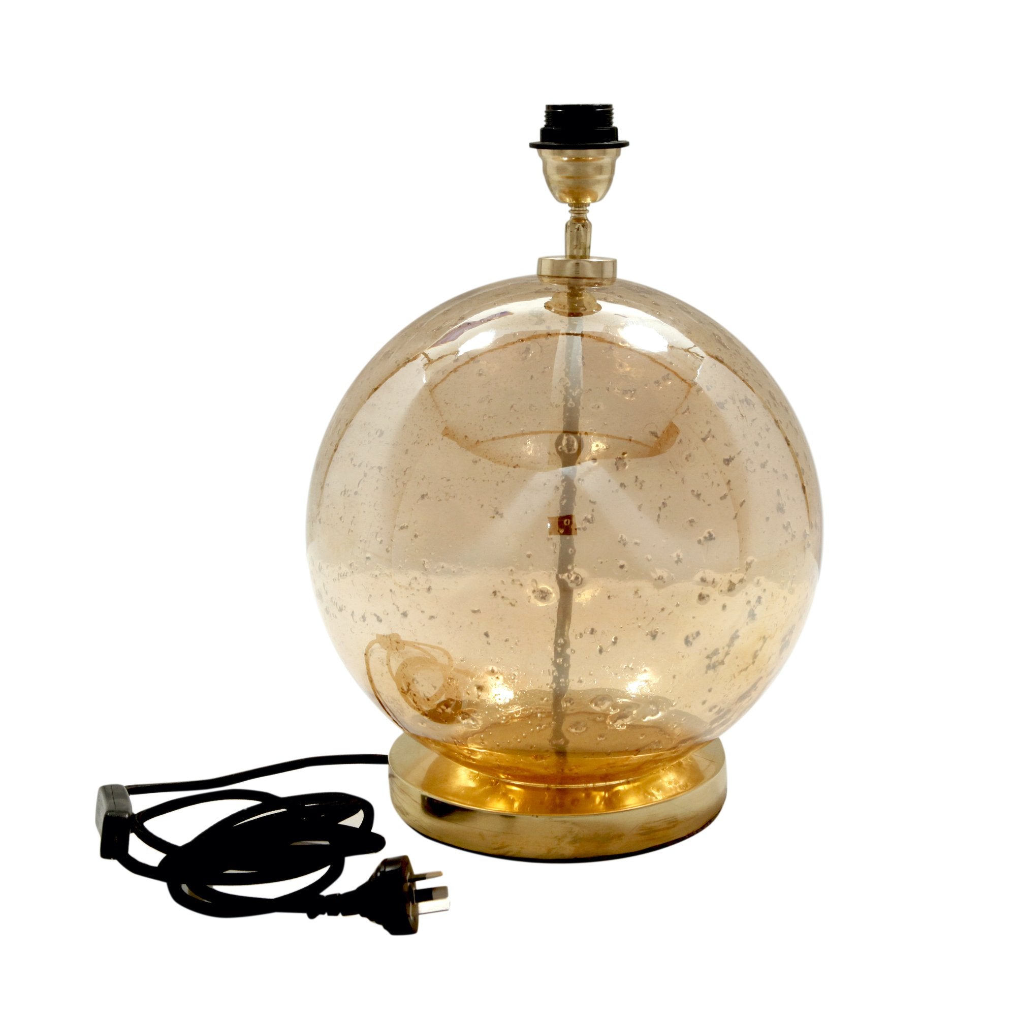 Lustre Ball Table - Pale Gold - Stone Effect Glass Ball Table Lamp-abc