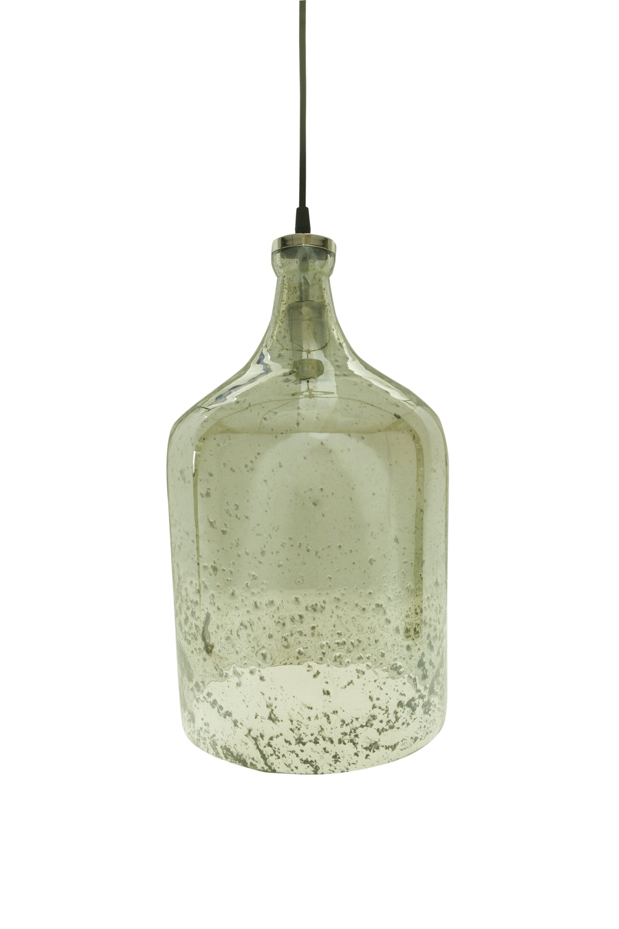Lustre Flagon - Pale Green - Stone Effect Glass Bell Pendant Light-abc