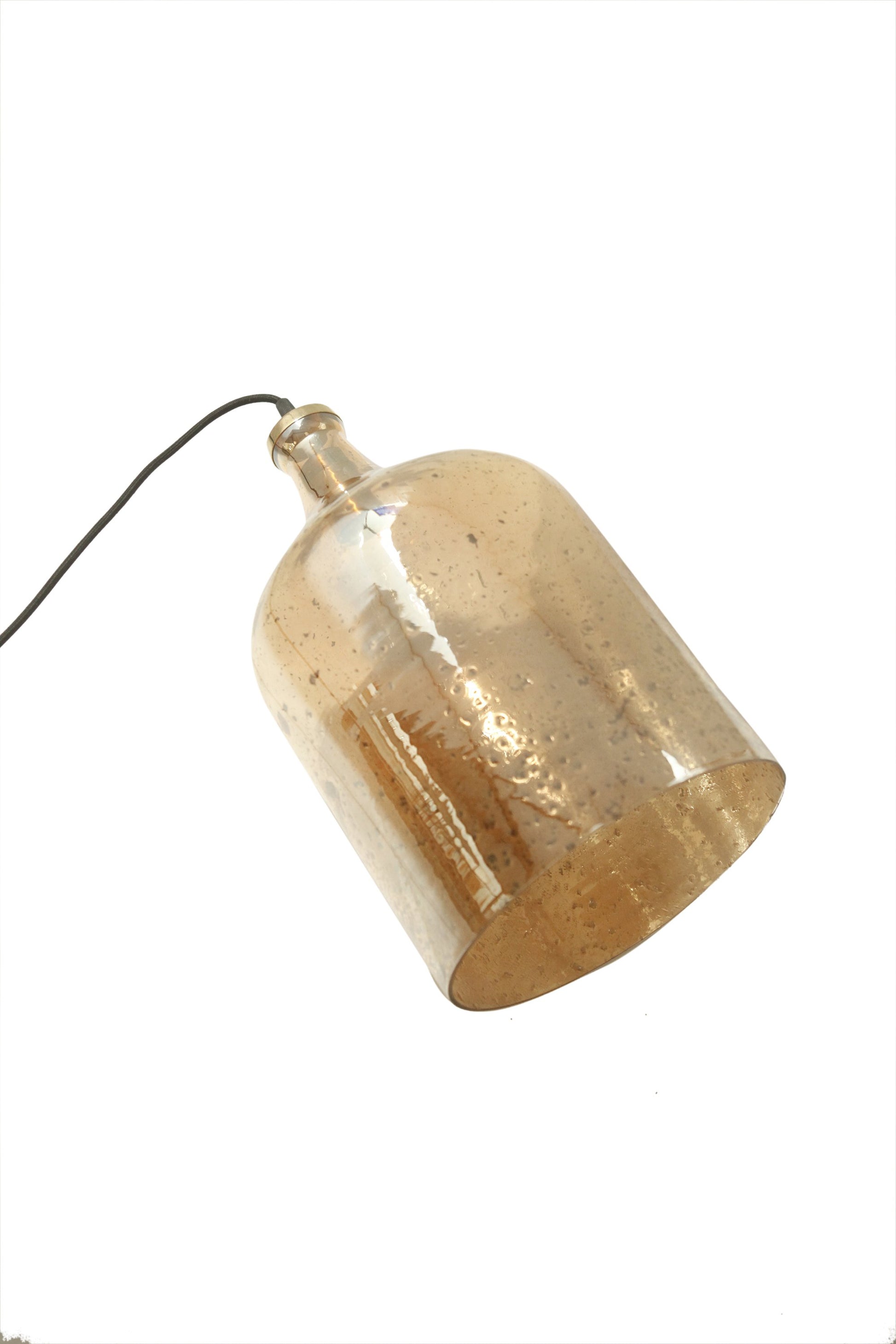 Lustre Flagon - Pale Gold - Stone Effect Glass Bell Pendant Light-abc