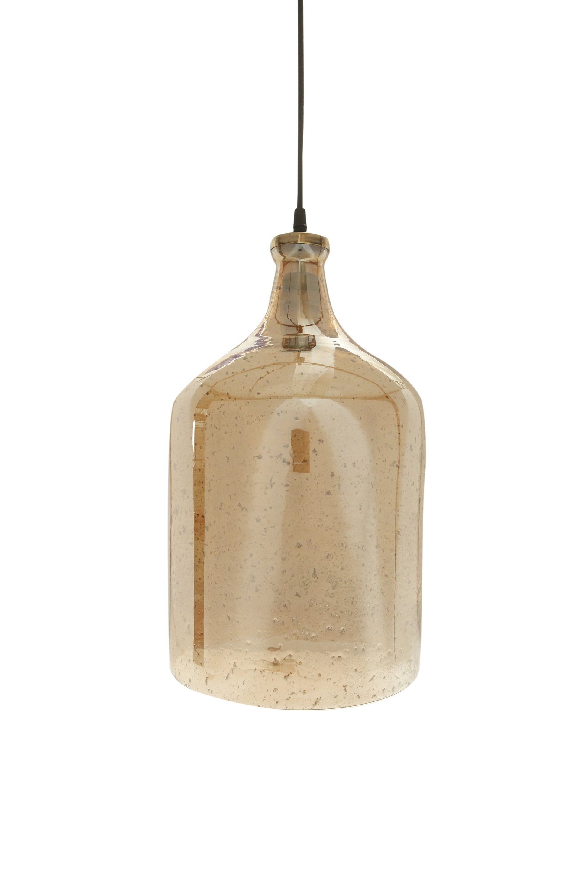 Lustre Flagon - Pale Gold - Stone Effect Glass Bell Pendant Light-abc