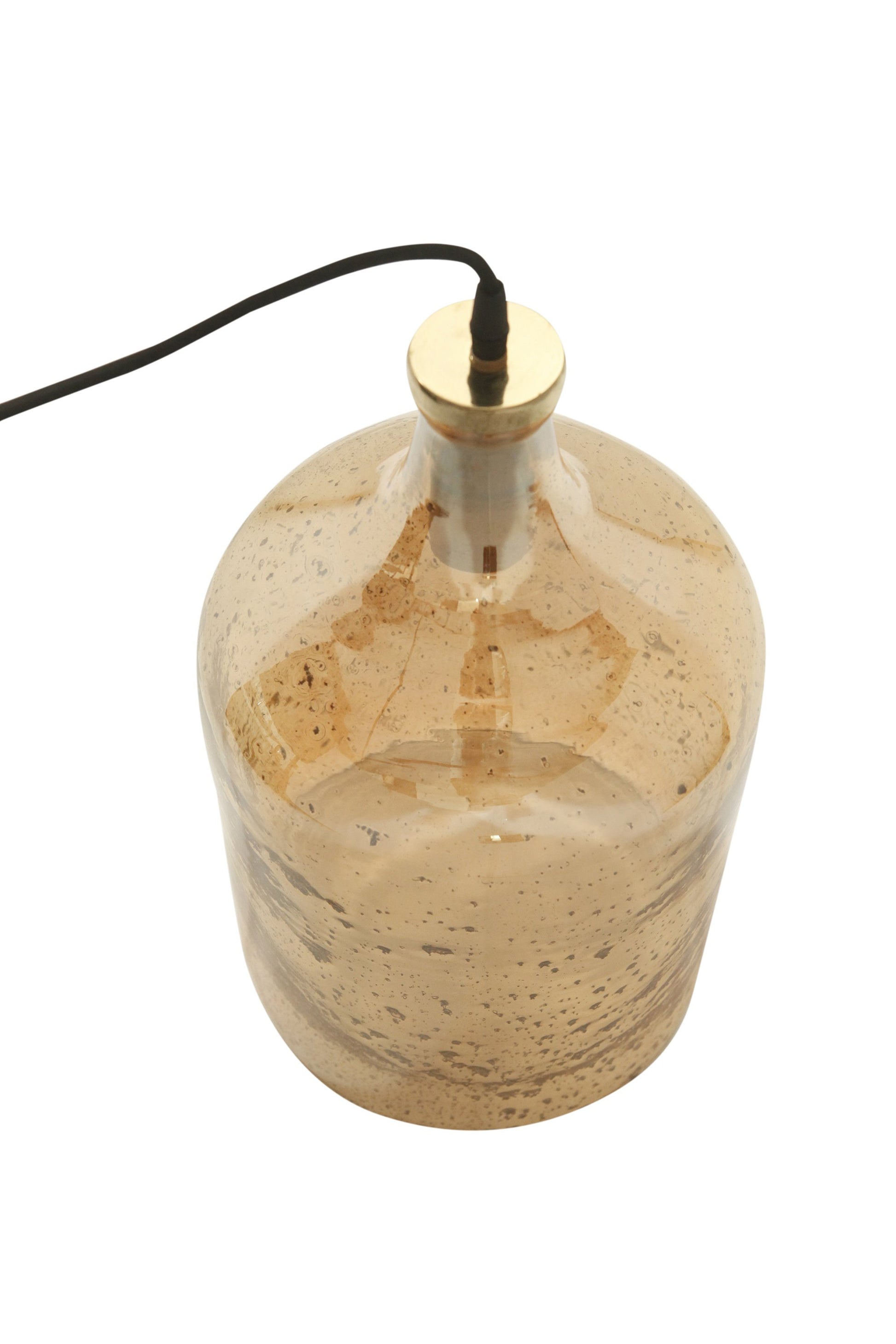 Lustre Flagon - Pale Gold - Stone Effect Glass Bell Pendant Light-abc