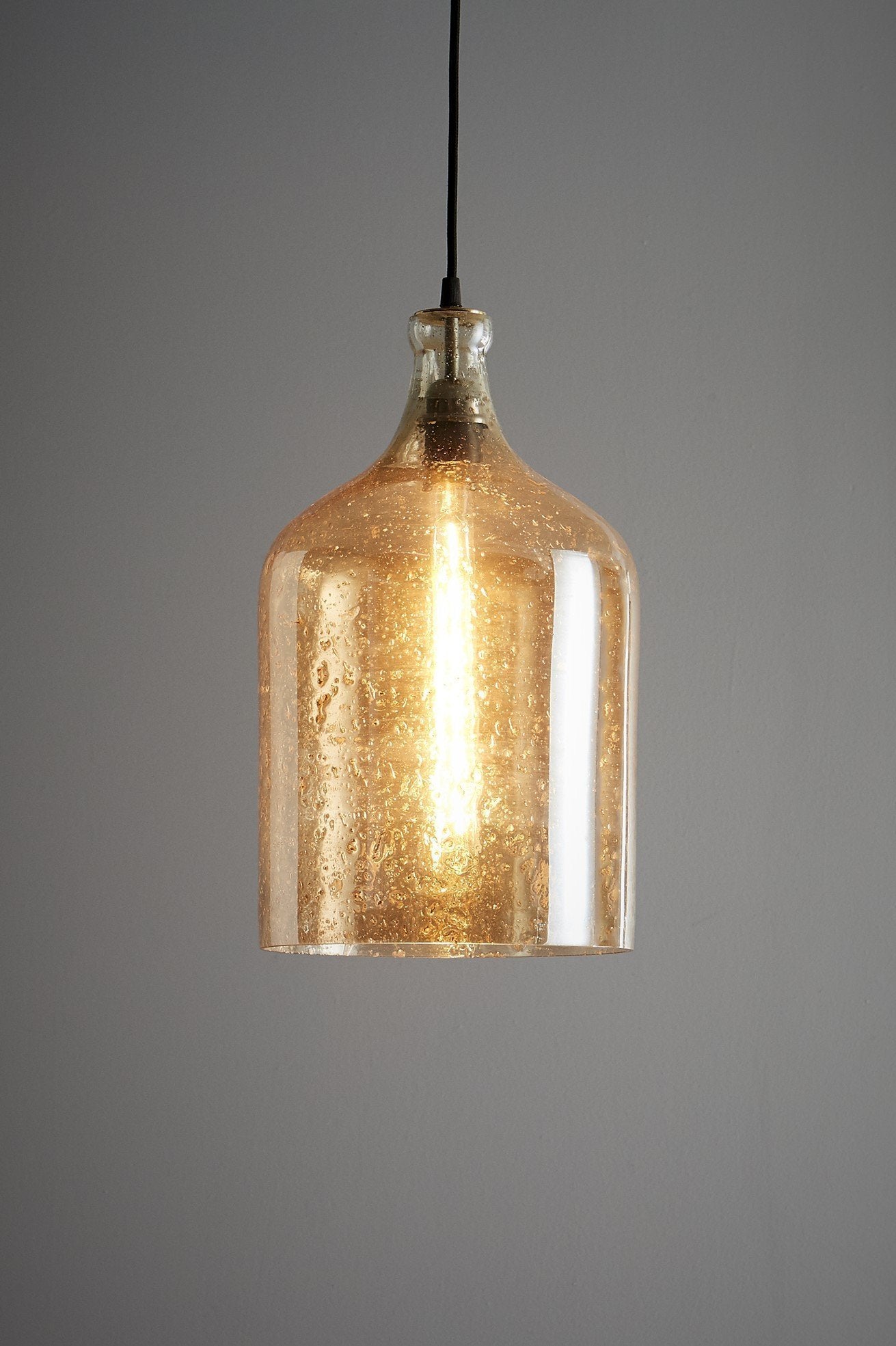Lustre Flagon - Pale Gold - Stone Effect Glass Bell Pendant Light-abc