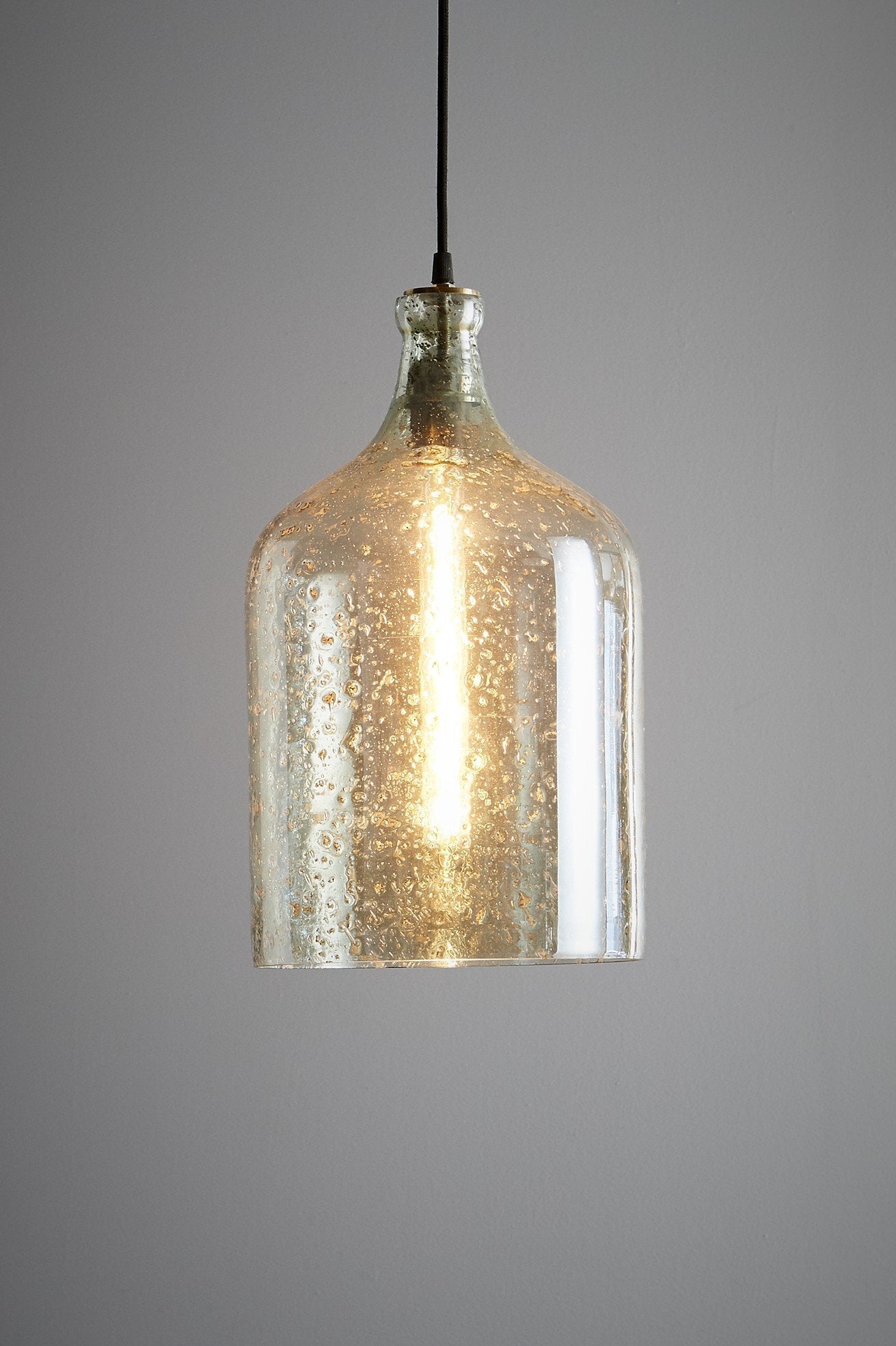 Lustre Flagon - Pale Green - Stone Effect Glass Bell Pendant Light-abc