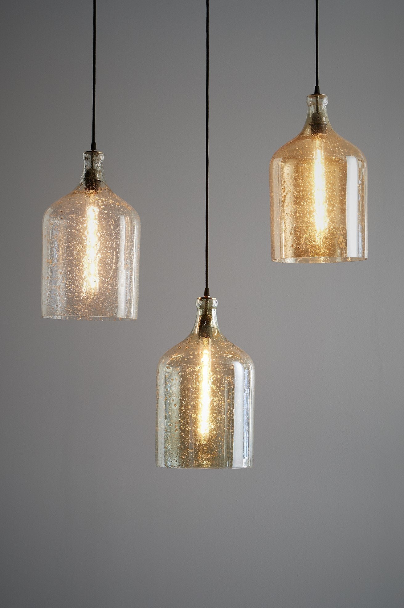 Lustre Flagon - Pale Gold - Stone Effect Glass Bell Pendant Light-abc