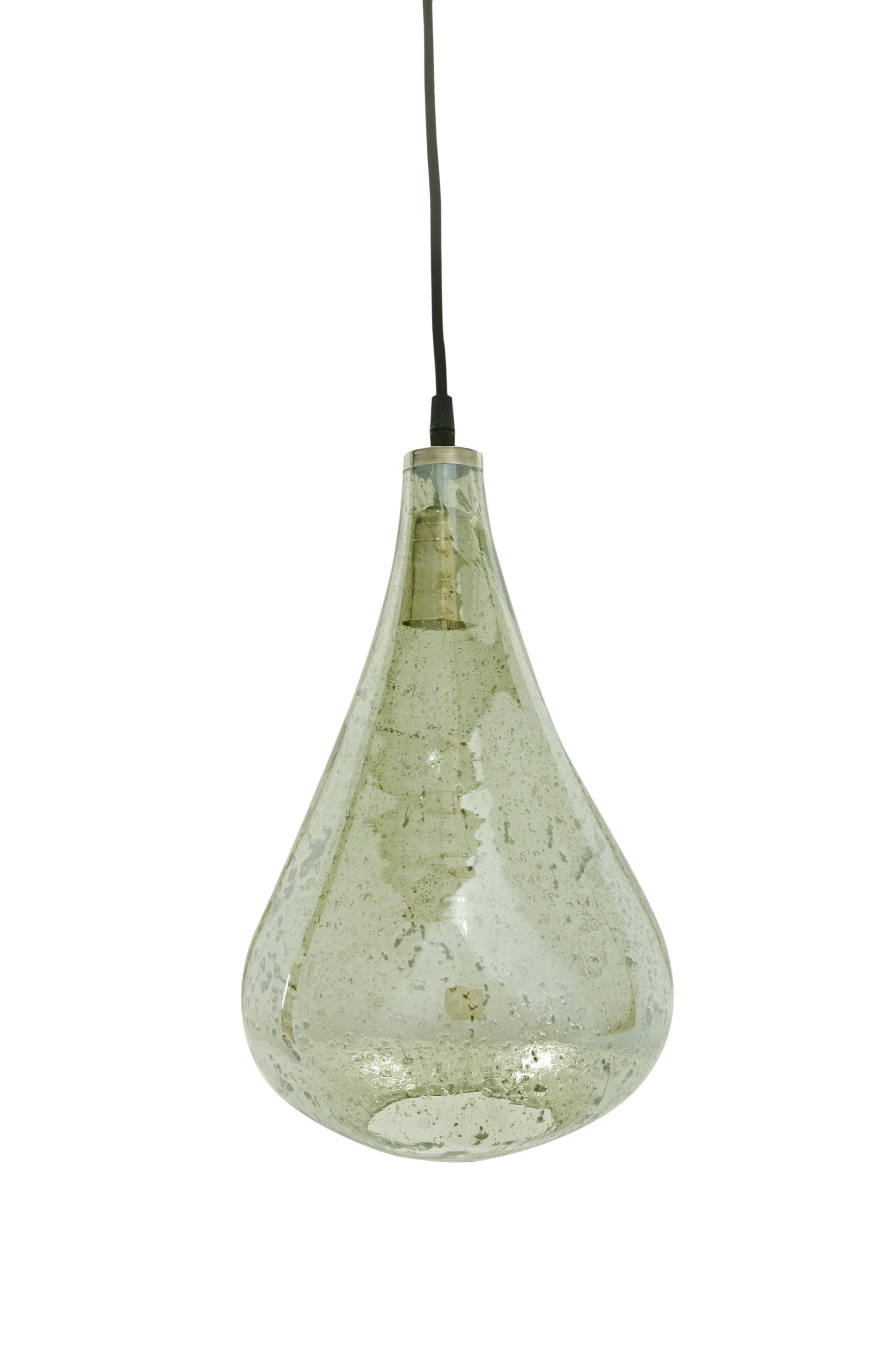 Lustre Teardrop - Pale Green - Stone Effect Glass Bell Pendant Light-abc