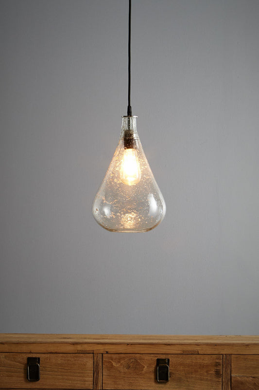 Lustre Teardrop - Clear - Stone Effect Glass Bell Pendant Light-abc