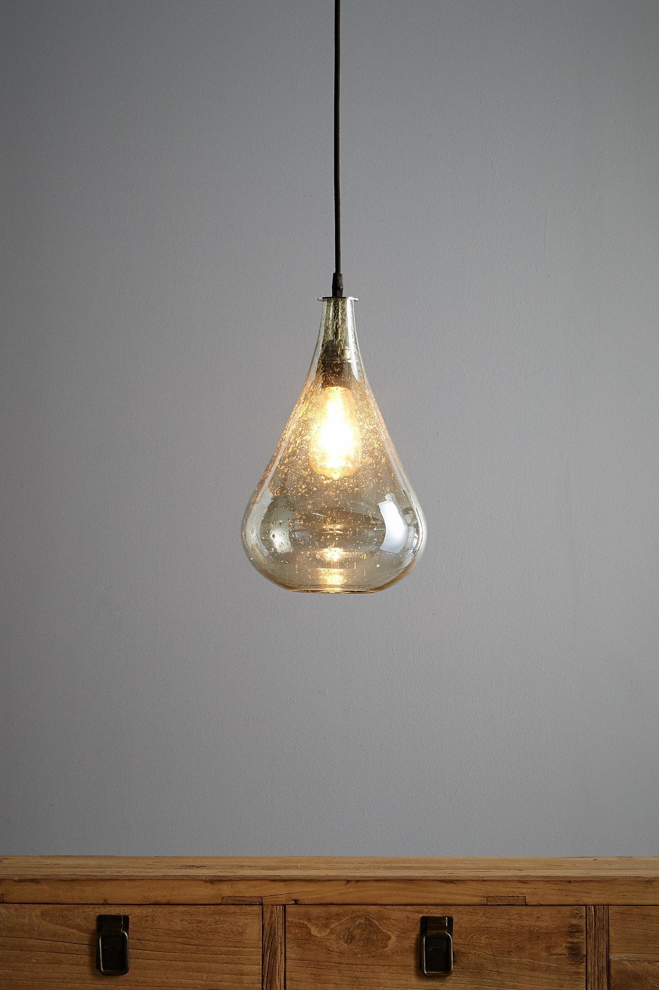 Lustre Teardrop - Pale Green - Stone Effect Glass Bell Pendant Light-abc