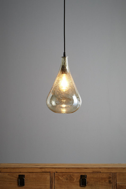 Lustre Teardrop - Pale Green - Stone Effect Glass Bell Pendant Light-abc