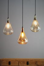 Lustre Teardrop - Clear - Stone Effect Glass Bell Pendant Light-abc