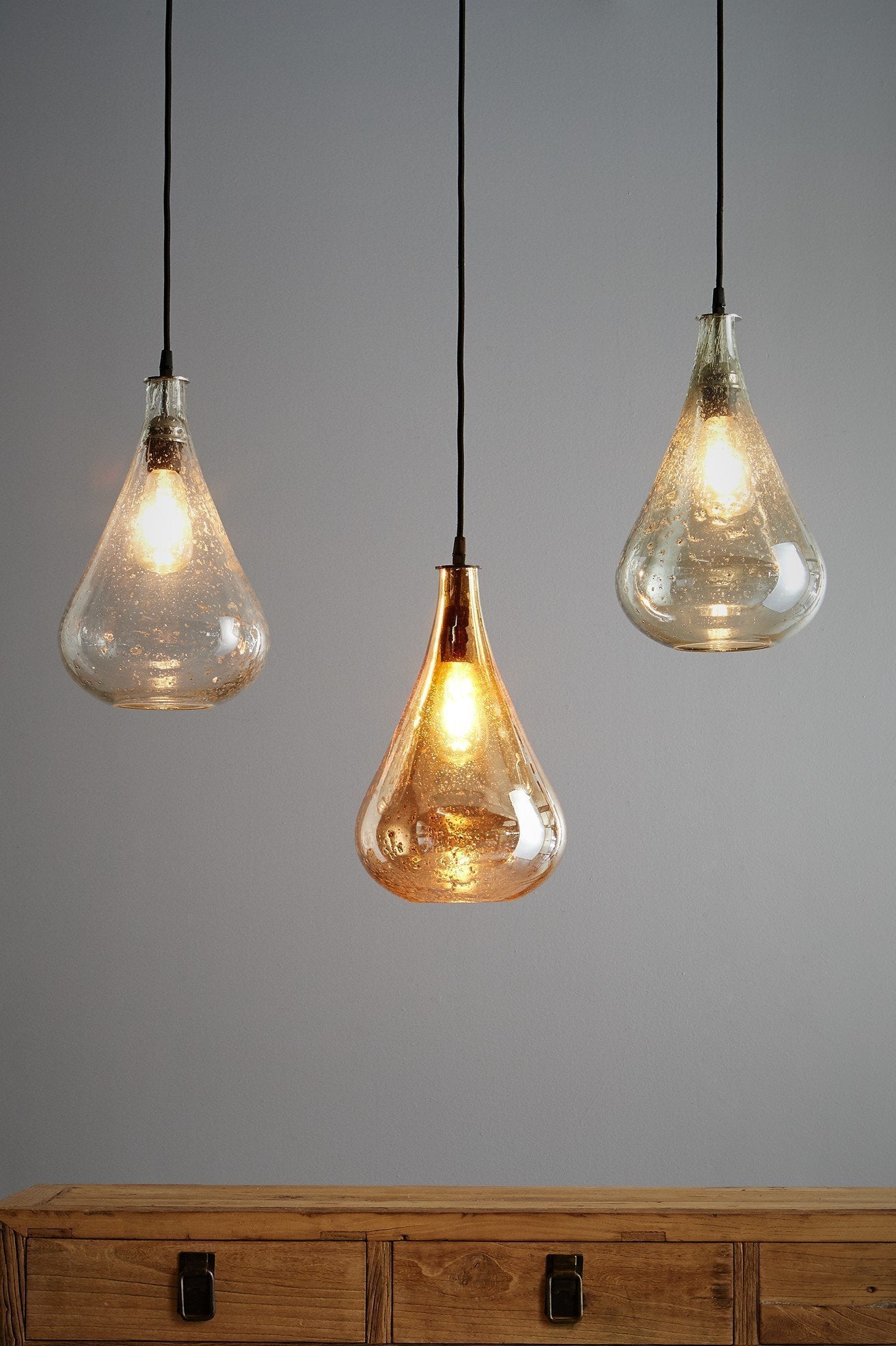 Lustre Teardrop - Clear - Stone Effect Glass Bell Pendant Light-abc