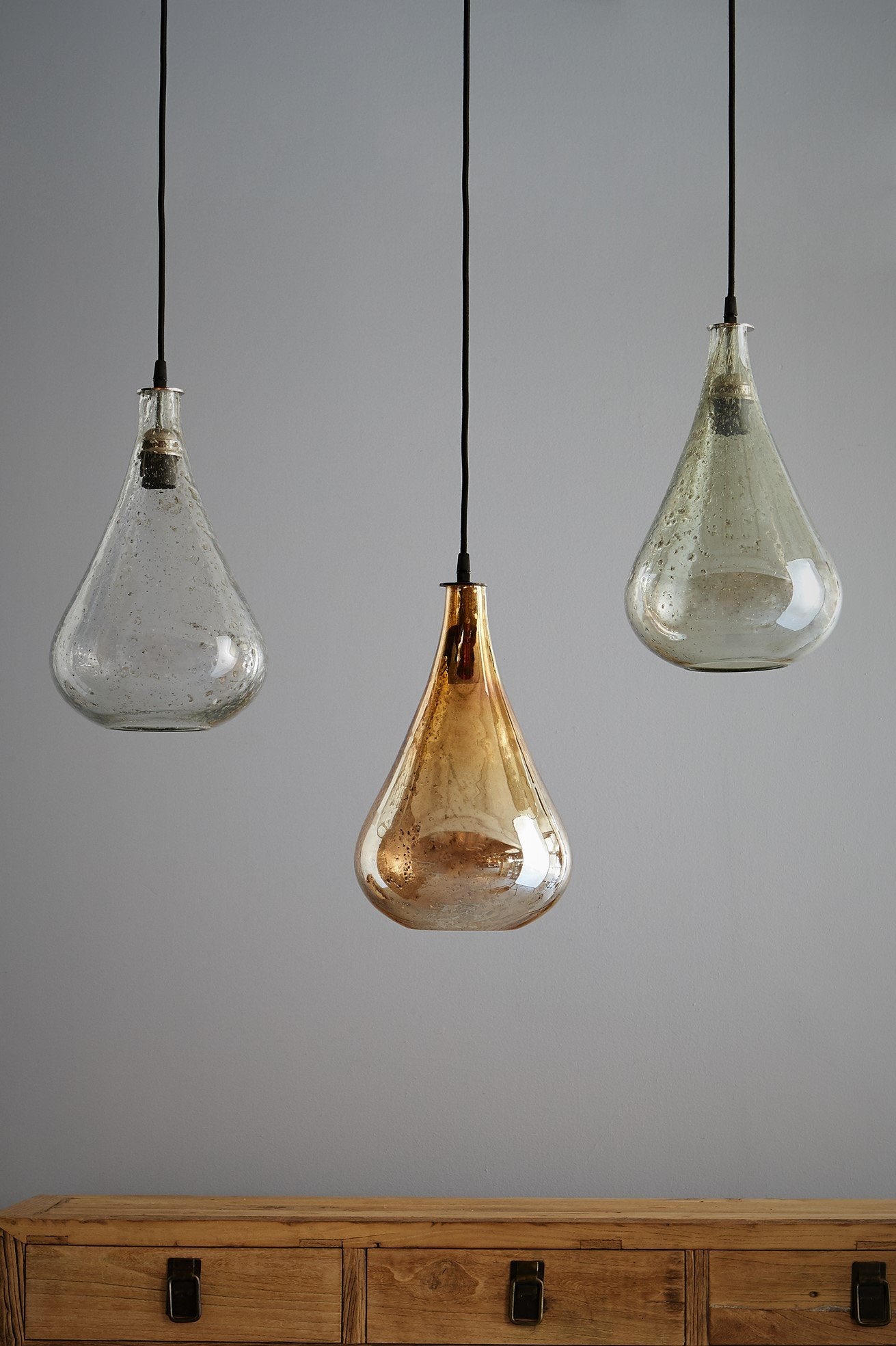 Lustre Teardrop - Pale Gold - Stone Effect Glass Bell Pendant Light-abc