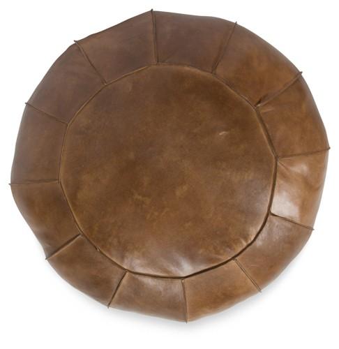 Round Leather Ottoman-abc