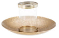Aluminium Round Plate w/Glass Candle Holder - Cluster Hammered-abc