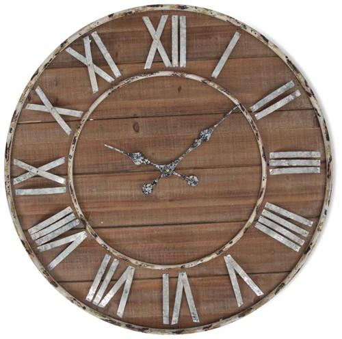 Antique Iron and Wood Wall Clock-abc