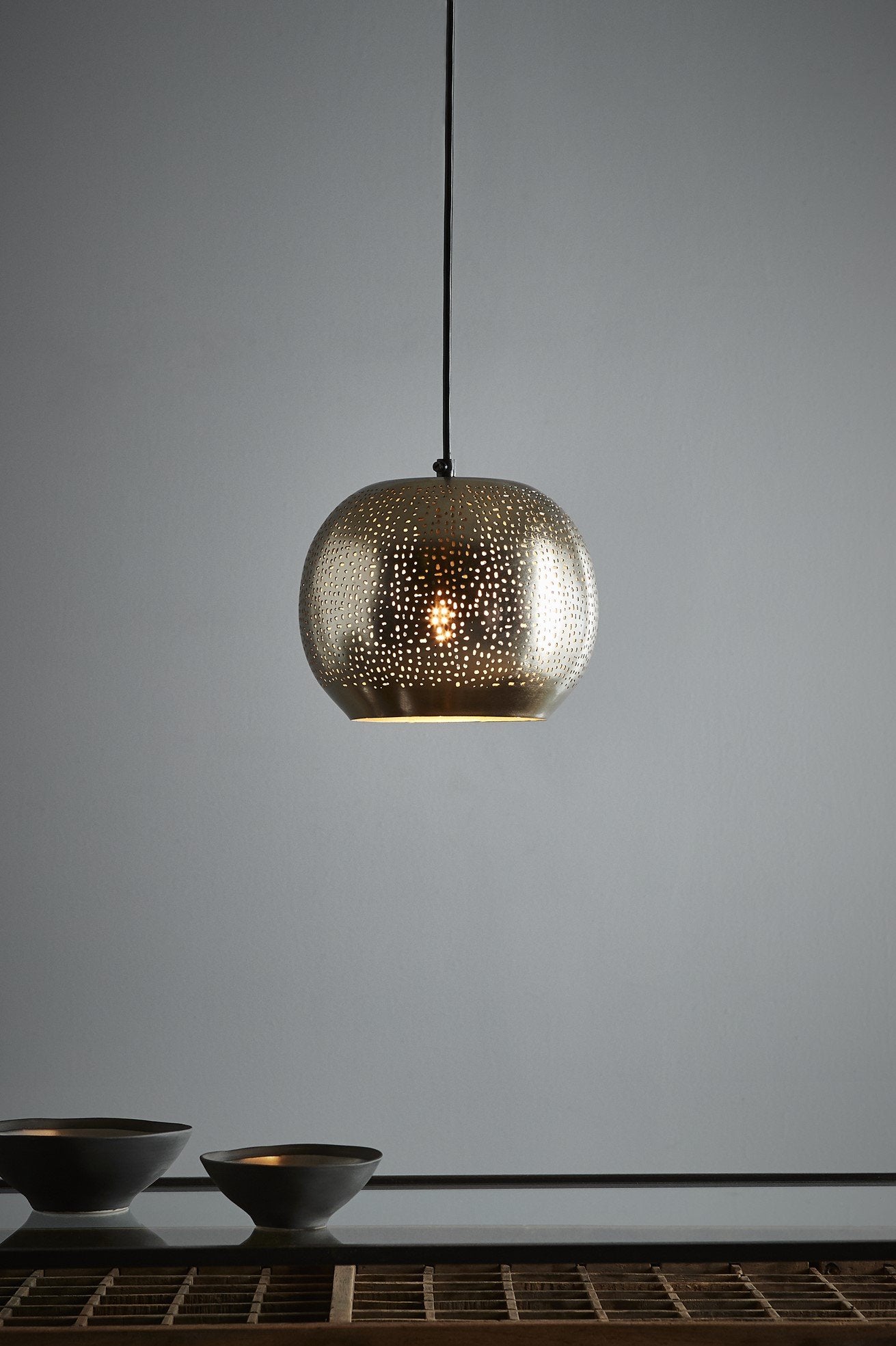 Mercury - Nickel - Perforated Ball Pendant Light-abc