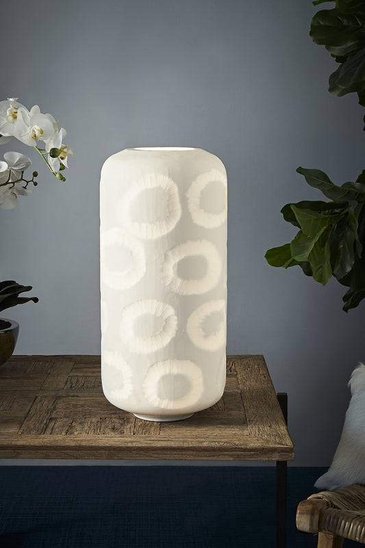 Monaco Large - White - Large Hand Cut Hurricane Art Glass Table Lamp-abc