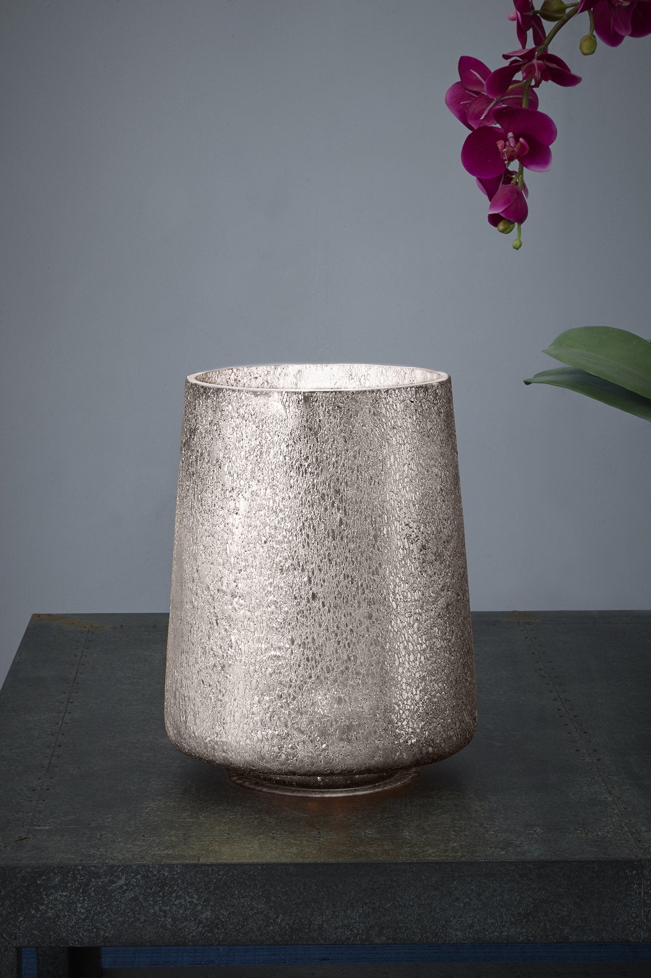 Montmartre - Pewter - Small Cylinder Art Glass Table Lamp-abc