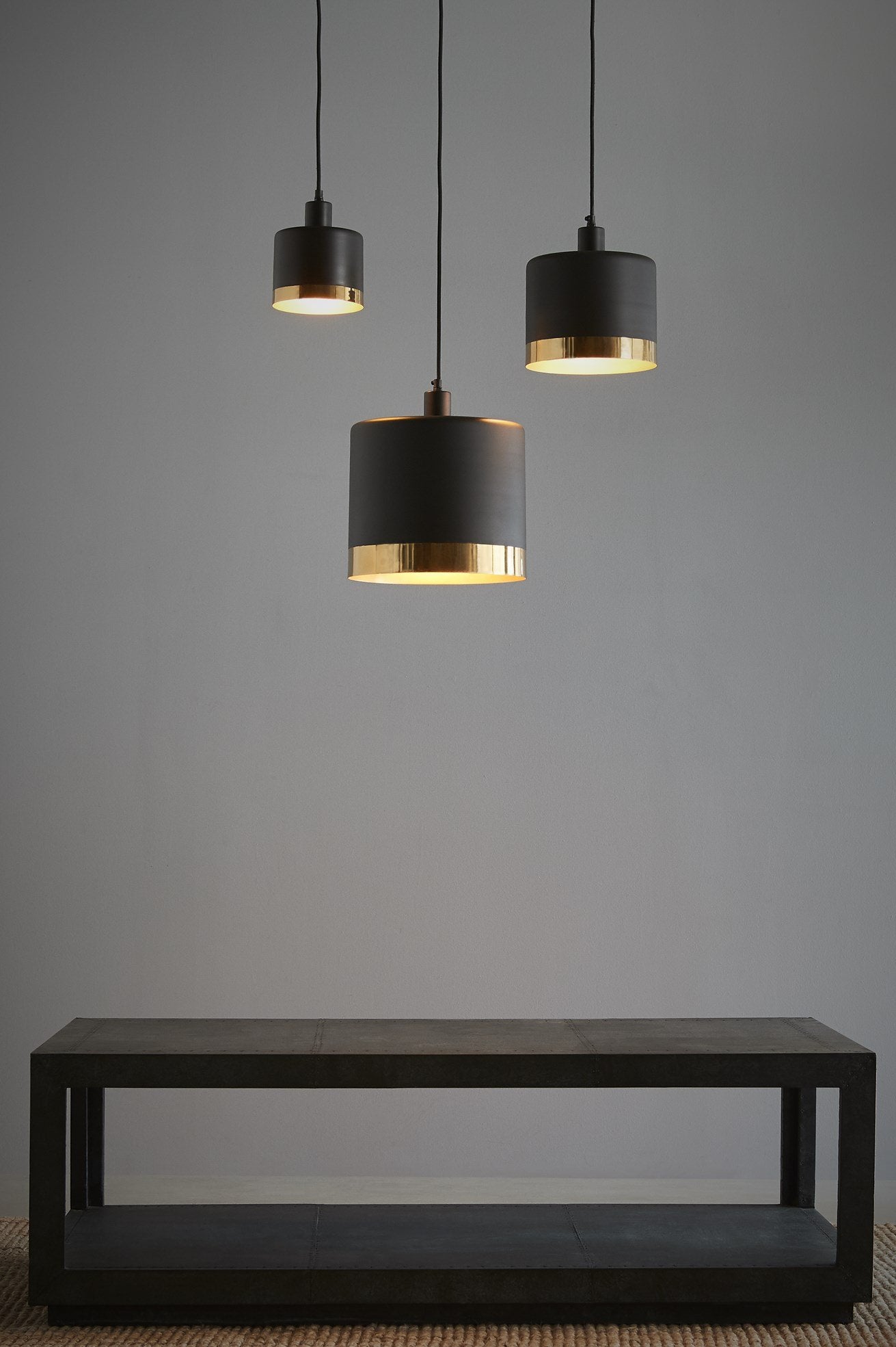 Montreux Medium - Black/Gold - 2 Tone Drum Pendant Light-abc