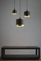 Montreux Small - Black/Gold - 2 Tone Drum Pendant Light-abc