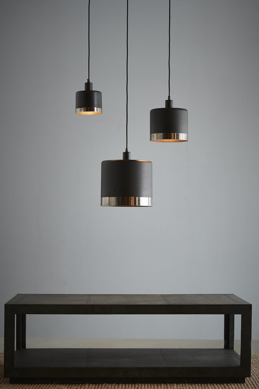 Montreux Large - Black/Nickel - 2 Tone Drum Pendant Light-abc