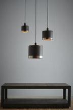 Montreux Large - Black/Nickel - 2 Tone Drum Pendant Light-abc