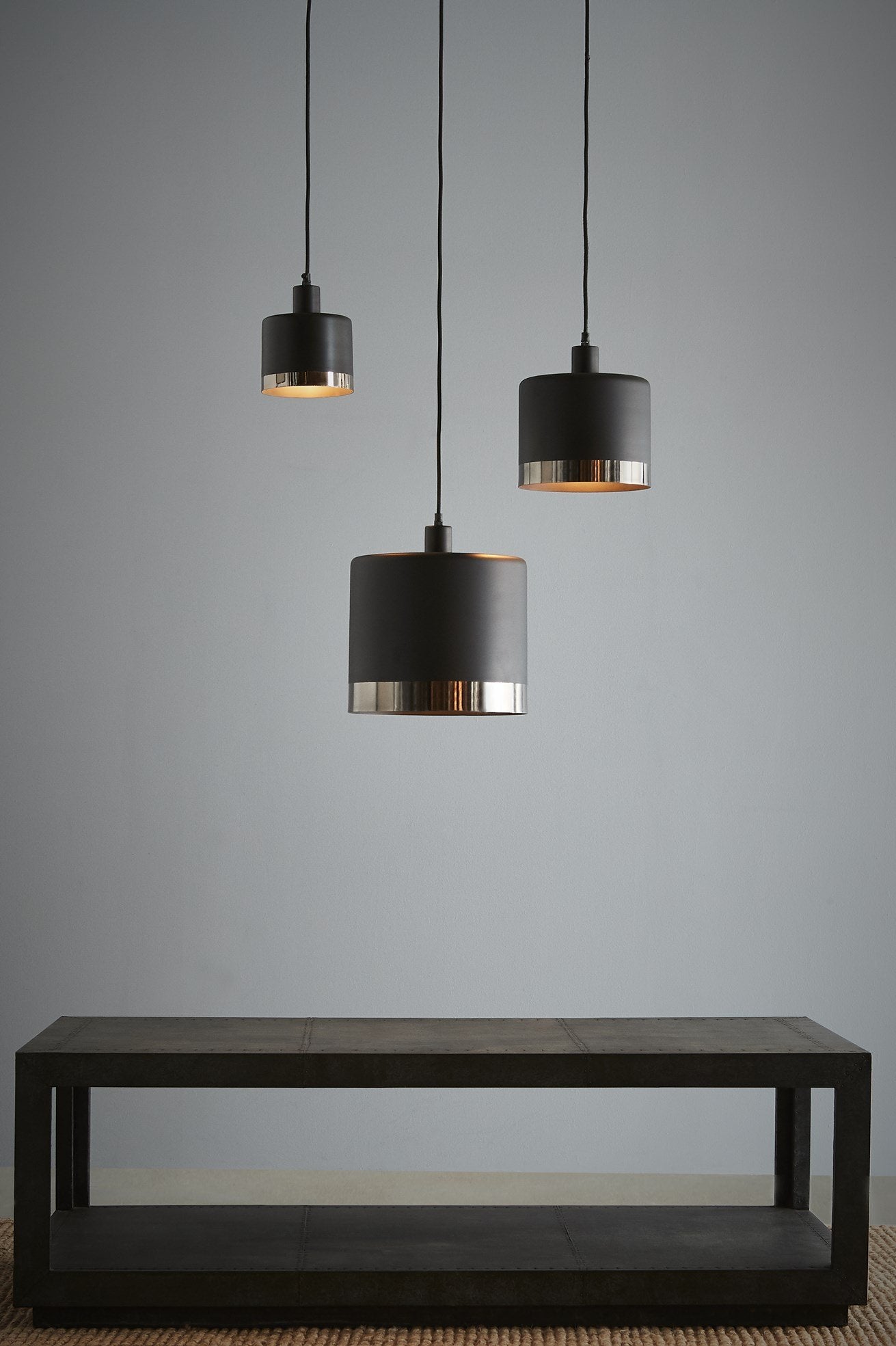 Montreux Large - Black/Nickel - 2 Tone Drum Pendant Light-abc