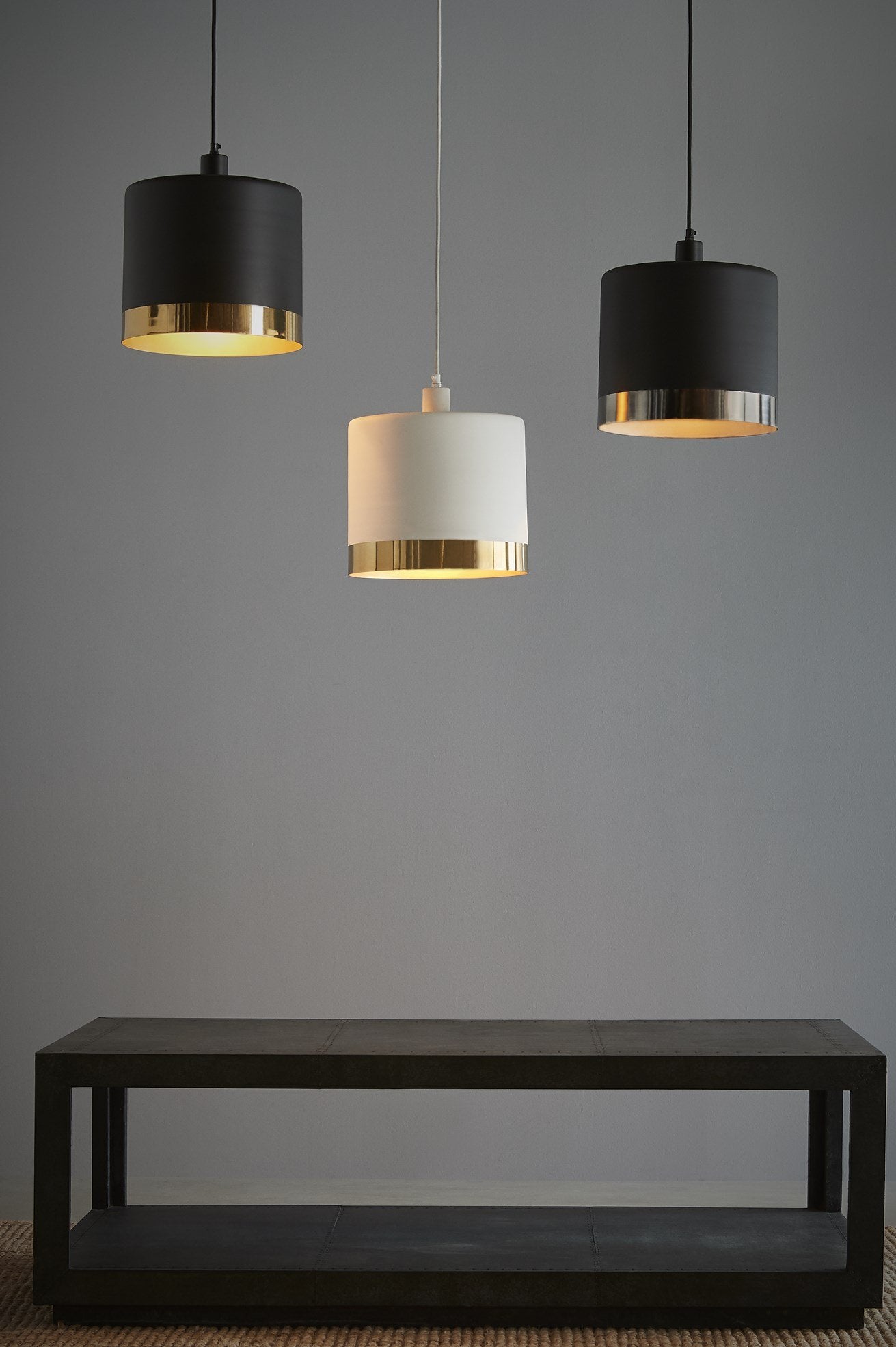 Montreux Large - White/Gold - 2 Tone Drum Pendant Light-abc