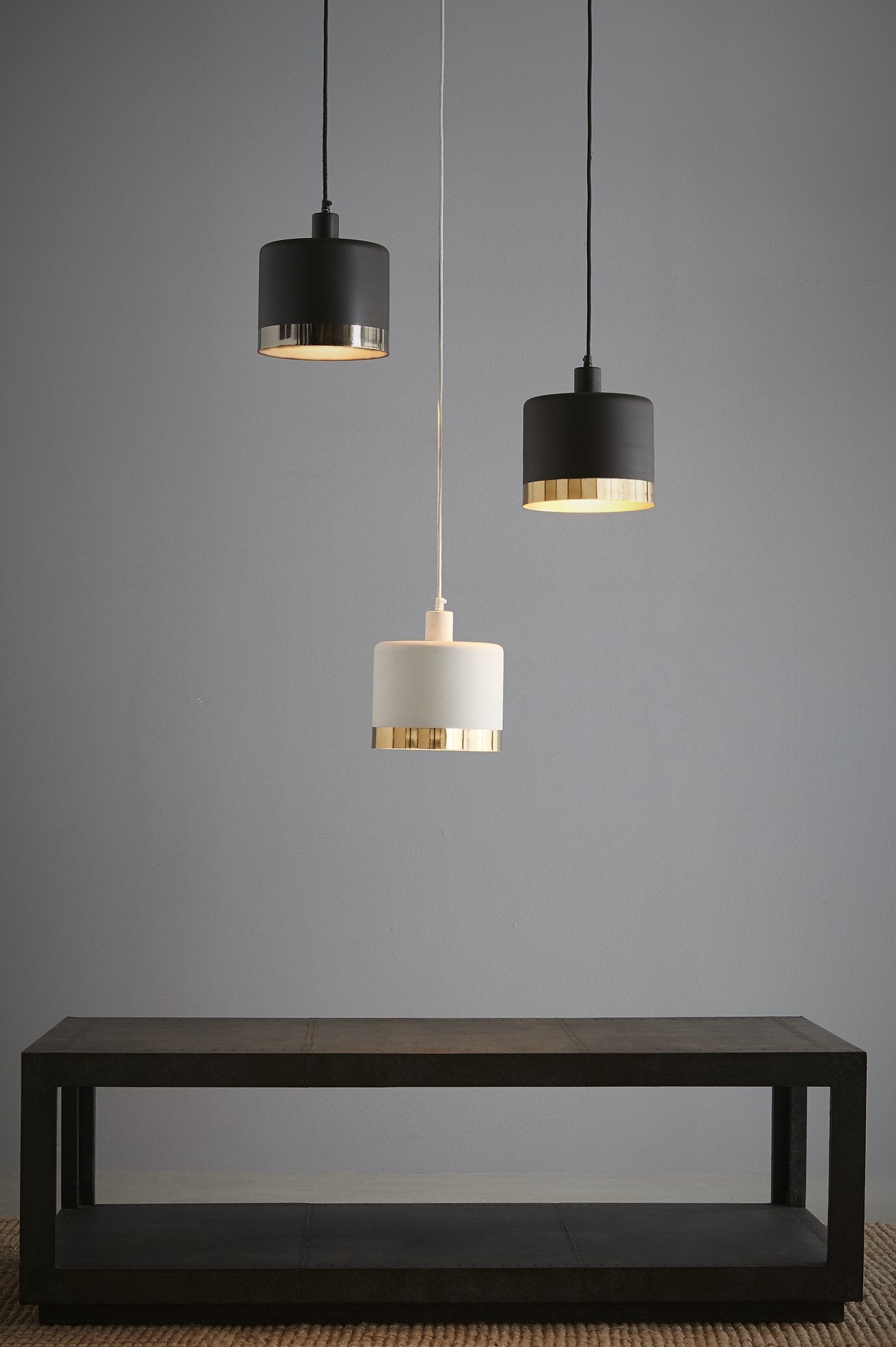 Montreux Medium - White/Gold - 2 Tone Drum Pendant Light-abc
