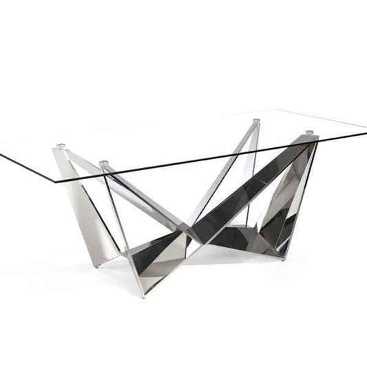 Radiance Rectangle Dining Table Glass Silver-abc