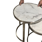 Sterling Side Table Set White Marble-abc