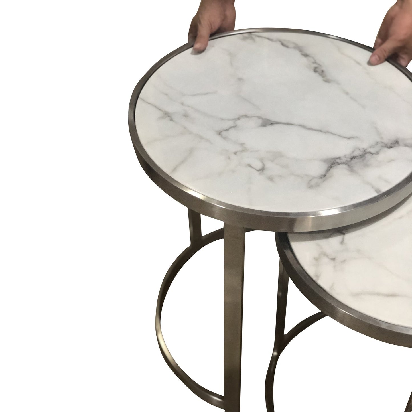 Sterling Side Table Set White Marble-abc