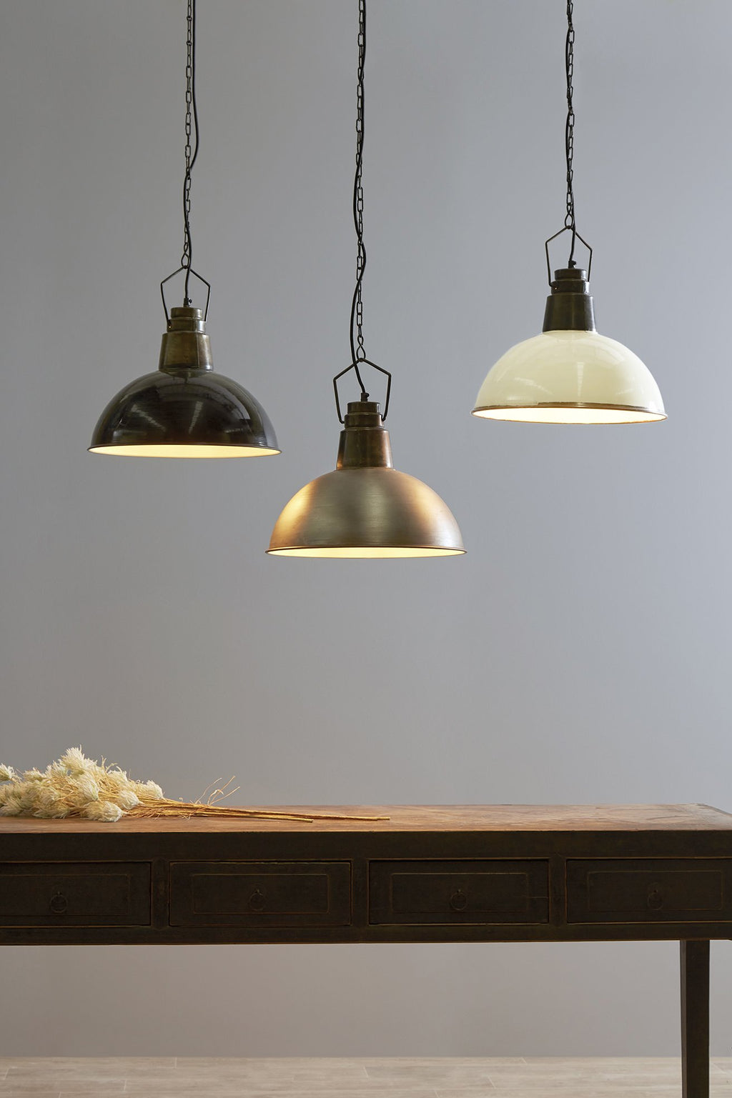 Napier - Old White - Iron Dome Pendant Light-abc