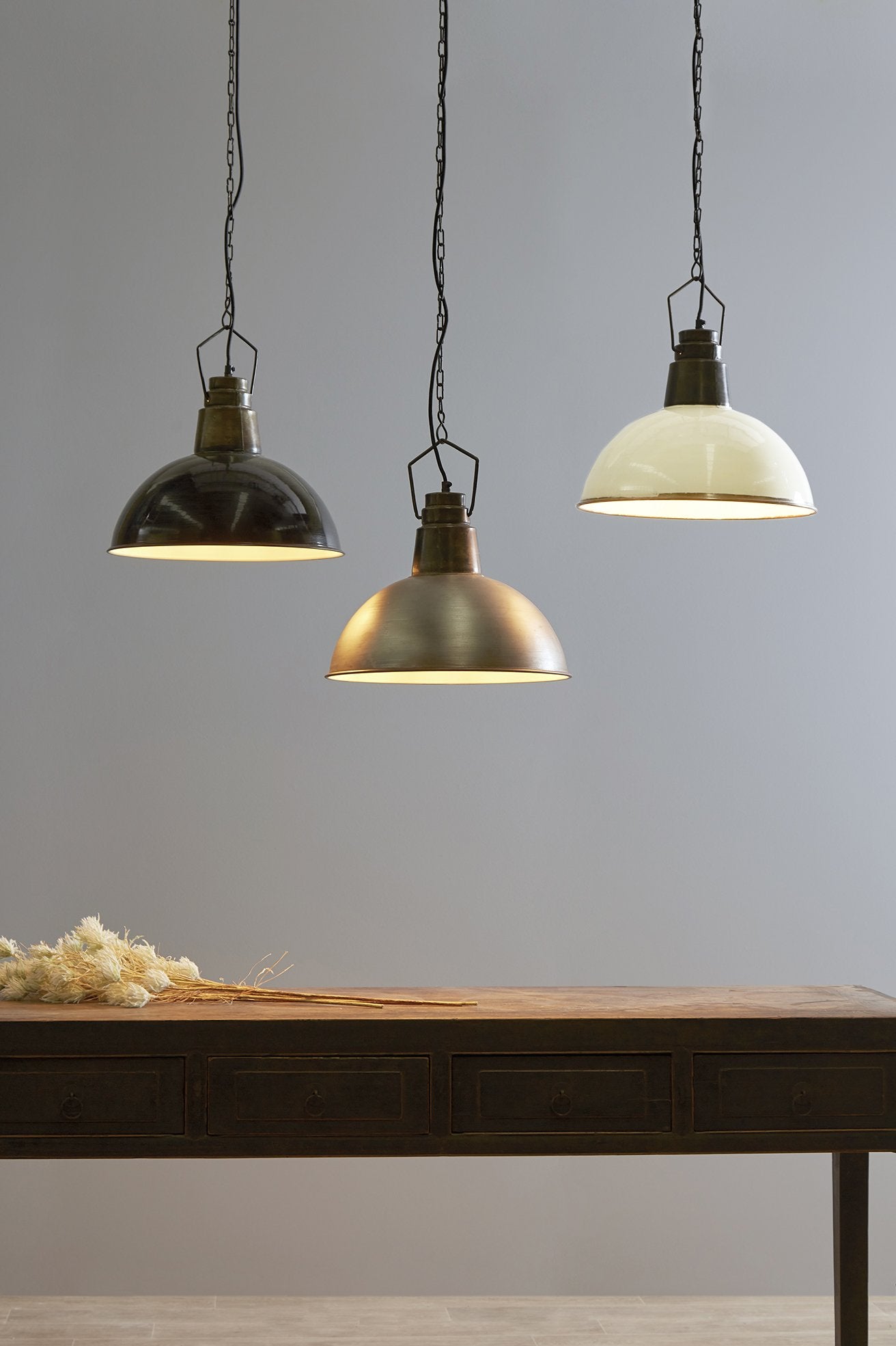 Napier - Old White - Iron Dome Pendant Light-abc