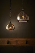 Neptune Small - Nickel - Perforated Raindrop Pendant Light-abc