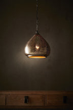 Neptune Large - Nickel - Perforated Raindrop Pendant Light-abc