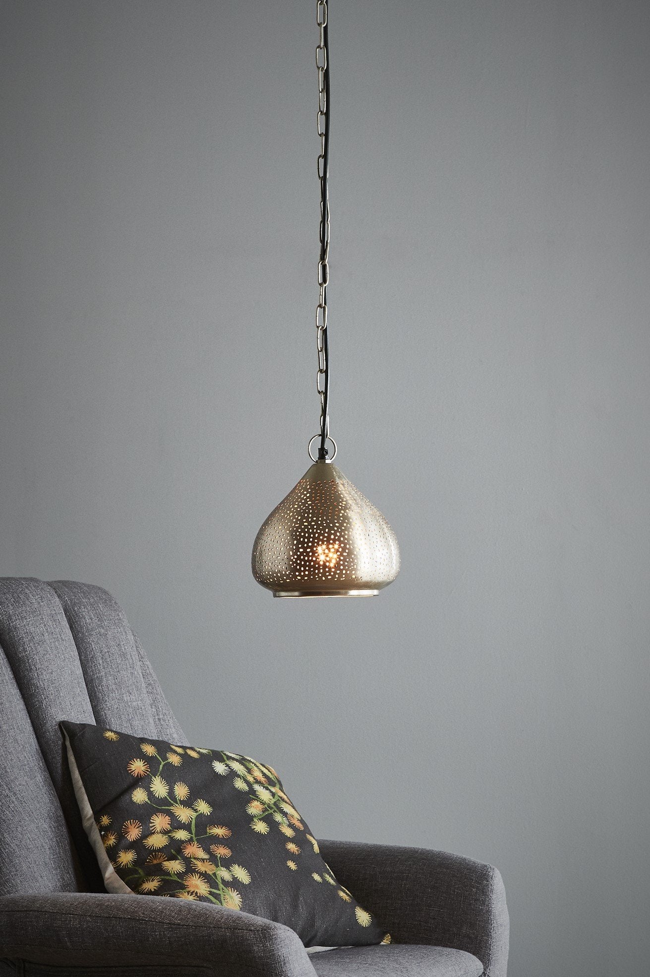 Neptune Small - Nickel - Perforated Raindrop Pendant Light-abc