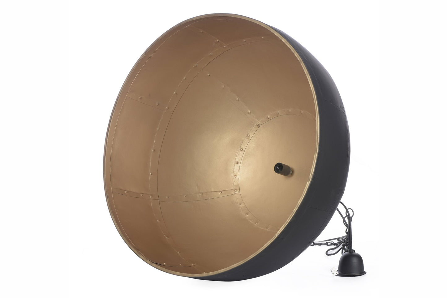 Noir Large - Black With Gold Interior - Extra Large Iron Dome Pendant Light-abc