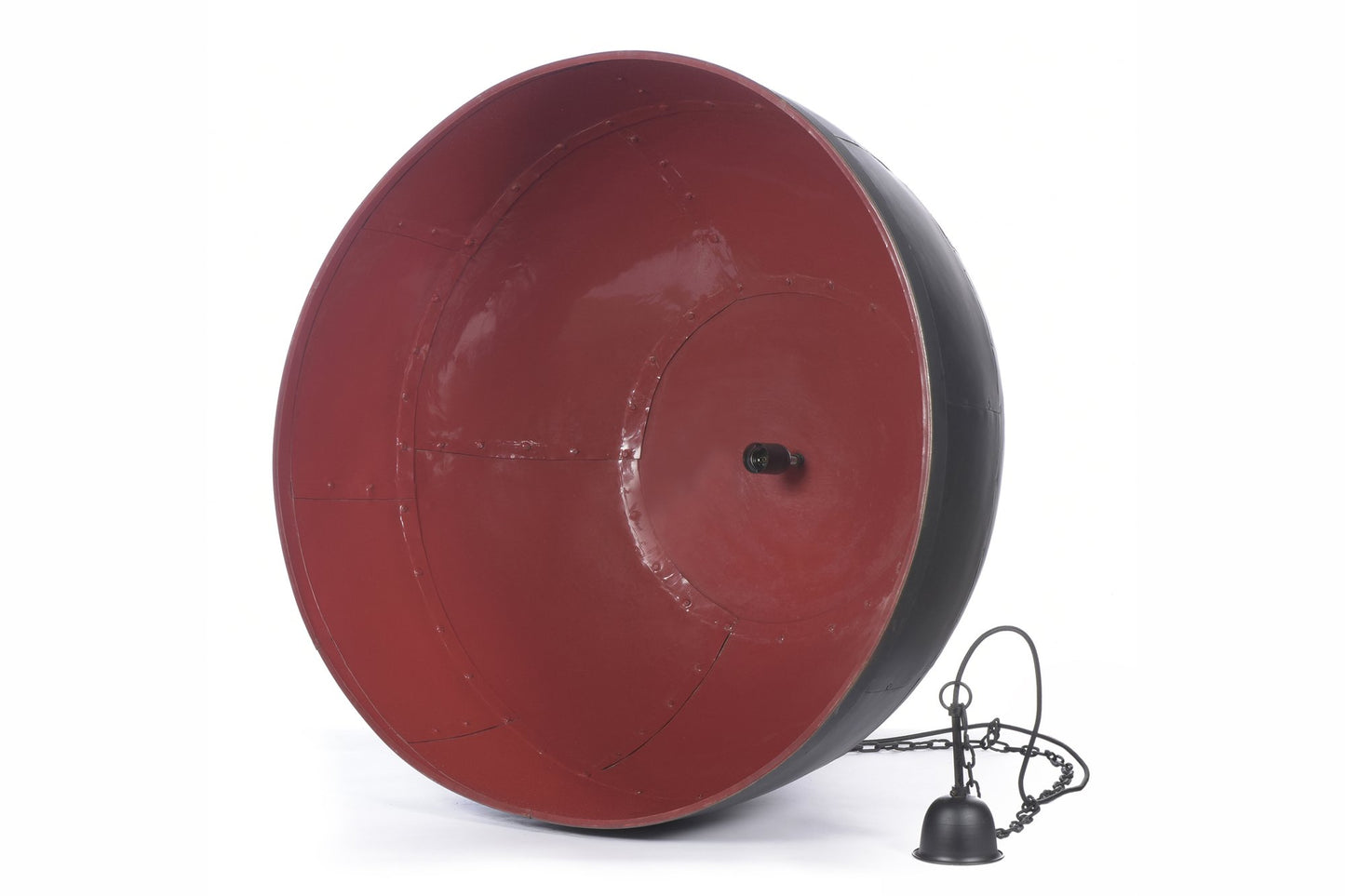 Noir Large - Black With Red Interior - Extra Large Iron Dome Pendant Light-abc
