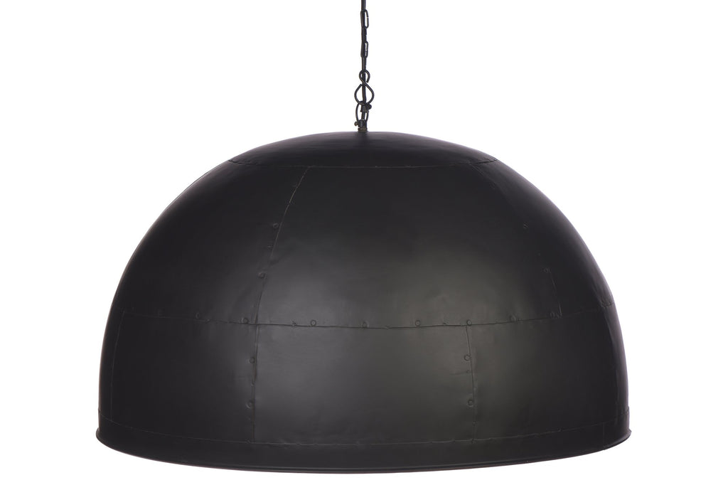 Noir Large - Black With White Interior - Extra Large Iron Dome Pendant Light-abc