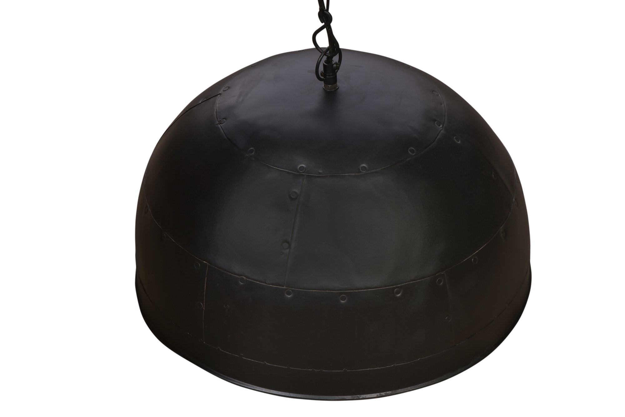 Noir Small - Black With Gold Interior - Small Iron Dome Pendant Light-abc